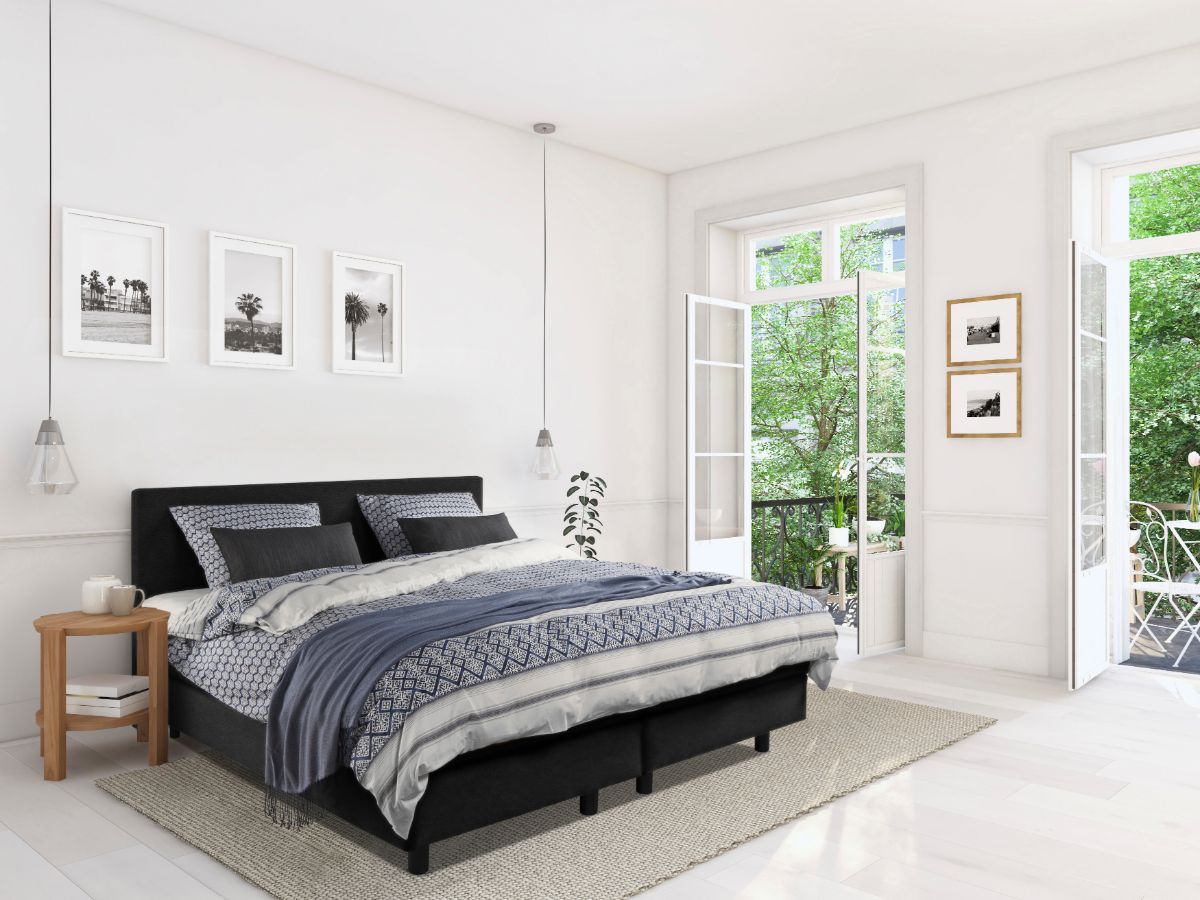 Boxspring Bed Isabella – 180×200 – Incl. Pocketmatras + Hoofdbord – Skai Zwart bestellen via beddenwinkel-online.nl