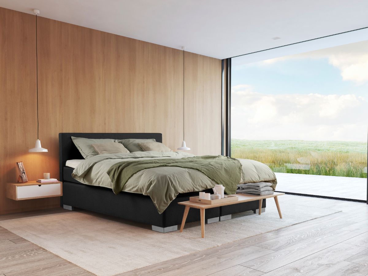 Boxspring Bed Sara – 160×200 – Incl. Pocketmatras + Hoofdbord – Skai Antraciet Boxspring Bed Sara – 160×200 – Incl. Pocketmatras + Hoofdbord – Skai Antraciet bestellen via beddenwinkel-online.nl