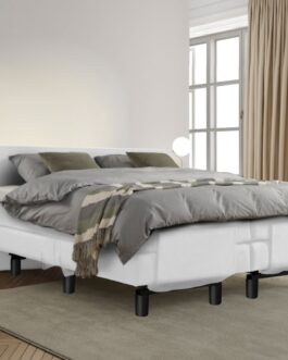 Boxspring Bed Sophia – Elektrisch – 180×210 – Incl. Hoofdbord – Skai Wit Boxspring Bed Sophia – Elektrisch – 180×210 – Incl. Hoofdbord – Skai Wit bestellen via beddenwinkel-online.nl