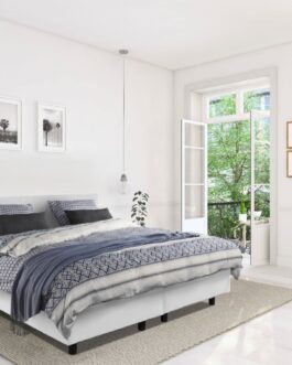 Boxspring Bed Mila – 160×200 – Incl. Pocketmatras + Hoofdbord – Skai Wit Boxspring Bed Mila – 160×200 – Incl. Pocketmatras + Hoofdbord – Skai Wit bestellen via beddenwinkel-online.nl