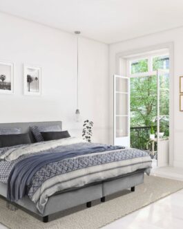 Boxspring Bed Mila – 160×220 – Incl. Pocketmatras + Hoofdbord – Grijs Boxspring Bed Mila – 160×220 – Incl. Pocketmatras + Hoofdbord – Grijs bestellen via beddenwinkel-online.nl