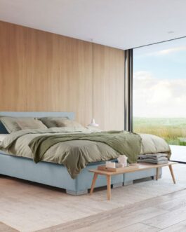 Boxspring Bed Sara – 140×210 – Incl. Pocketmatras + Hoofdbord – Blauw Boxspring Bed Sara – 140×210 – Incl. Pocketmatras + Hoofdbord – Blauw bestellen via beddenwinkel-online.nl