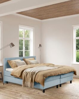 Boxspring Bed Isabella – 140×200 – Incl. Pocketmatras + Hoofdbord – Blauw Boxspring Bed Isabella – 140×200 – Incl. Pocketmatras + Hoofdbord – Blauw bestellen via beddenwinkel-online.nl