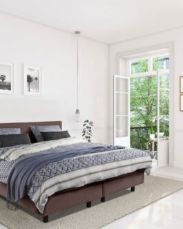 Boxspring Bed Mila – 140×220 – Incl. Pocketmatras + Hoofdbord – Bruin Boxspring Bed Mila – 140×220 – Incl. Pocketmatras + Hoofdbord – Bruin bestellen via beddenwinkel-online.nl