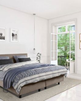 Boxspring Bed Mila – 160×200 – Incl. Pocketmatras + Hoofdbord – Skai Taupe Boxspring Bed Mila – 160×200 – Incl. Pocketmatras + Hoofdbord – Skai Taupe bestellen via beddenwinkel-online.nl
