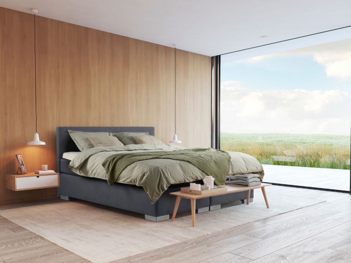 Boxspring Bed Sara – 160×200 – Incl. Pocketmatras + Hoofdbord – Antraciet Boxspring Bed Sara – 160×200 – Incl. Pocketmatras + Hoofdbord – Antraciet bestellen via beddenwinkel-online.nl