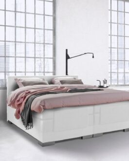 Boxspring Bed Julia – Elektrisch – 180×200 – Incl. Hoofdbord – Skai Wit Boxspring Bed Julia – Elektrisch – 180×200 – Incl. Hoofdbord – Skai Wit bestellen via beddenwinkel-online.nl